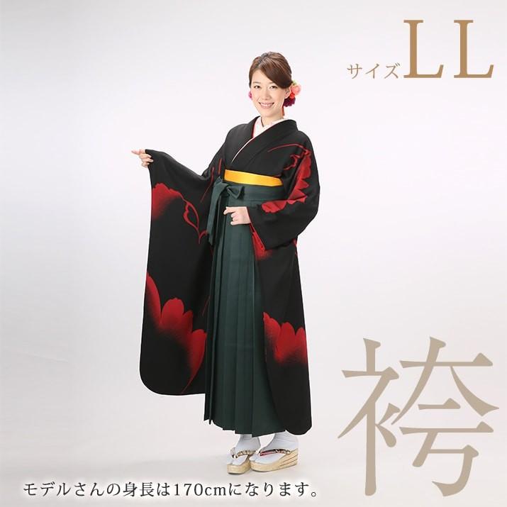 袴レンタル15点フルセット【LLサイズ/黒/大輪の牡丹】 足袋プレゼント 