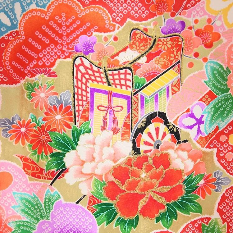 女児産着レンタル【赤/染絞り御所車】お宮参り 初着 祝着 フルセット