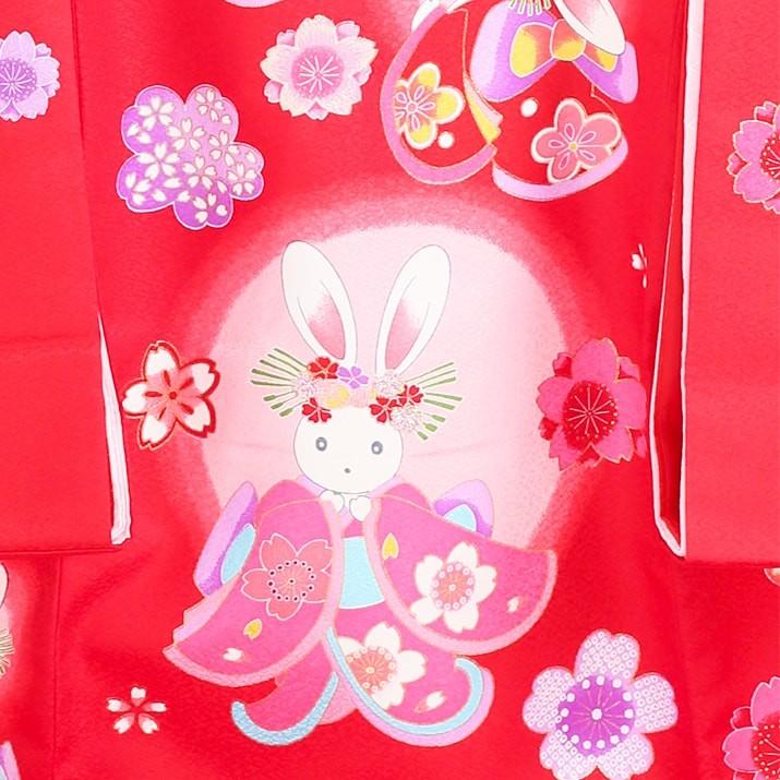 女児産着レンタル【赤/うさぎ姫】お宮参り 初着 祝着 フルセット 着物 