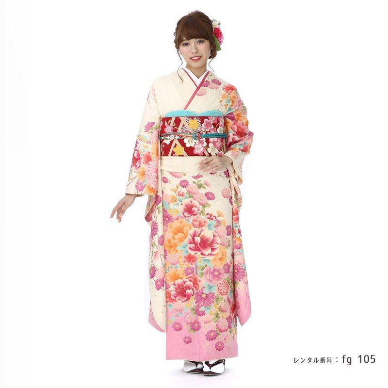 成人式 ショール 振袖レンタル 正絹 シンプル fg-105 フルセット一式