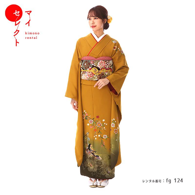 振袖レンタル 安い ブラウン グレー 古典柄 正絹 結婚式 シンプル セット Fg 124b カラシ姫 Fg 124b 着物レンタルマイセレクトヤフー店 通販 Yahoo ショッピング