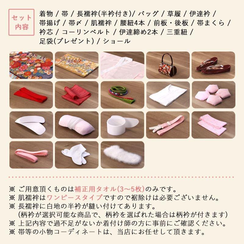 成人式 ショール 振袖レンタル 正絹 シンプル fg-129 フルセット一式