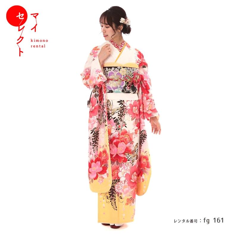 振袖3点＋小物＋ショールレトロ和柄身長152cm 