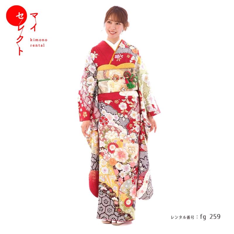 振袖レンタル 正絹 総絞り fg-259b フルセット一式 着物 人気