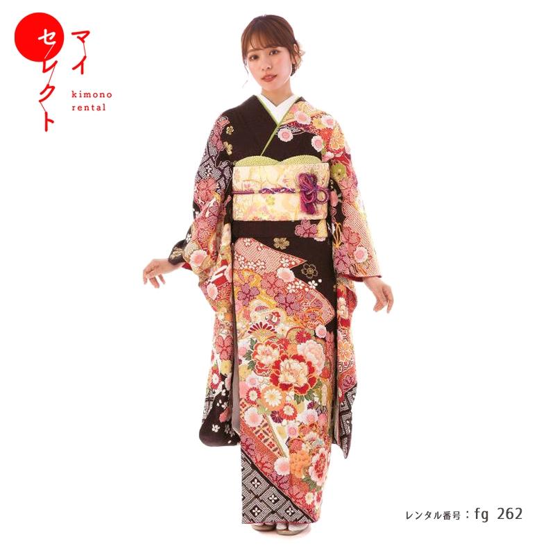振袖レンタル 正絹 総絞り fg-262b フルセット一式 着物 人気 ネット