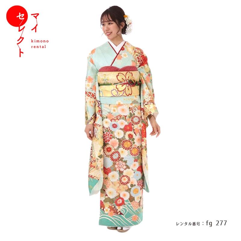 振袖 レンタル 古典 青 緑 結婚式 正絹 セット Fg 277b Mi 73 菊花爛漫 古典 Fg 277b 着物レンタルマイセレクトヤフー店 通販 Yahoo ショッピング