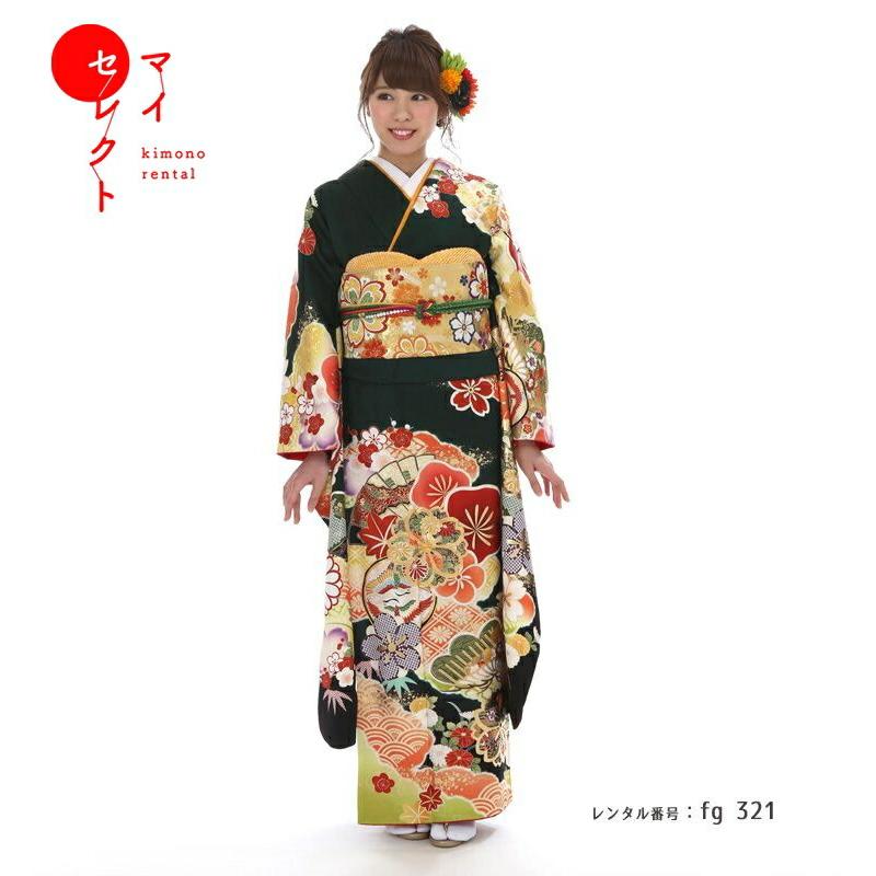 成人式 ショール 振袖レンタル 正絹 fg-321 フルセット一式 モダンレトロ 華やか 可憐 ふりそで