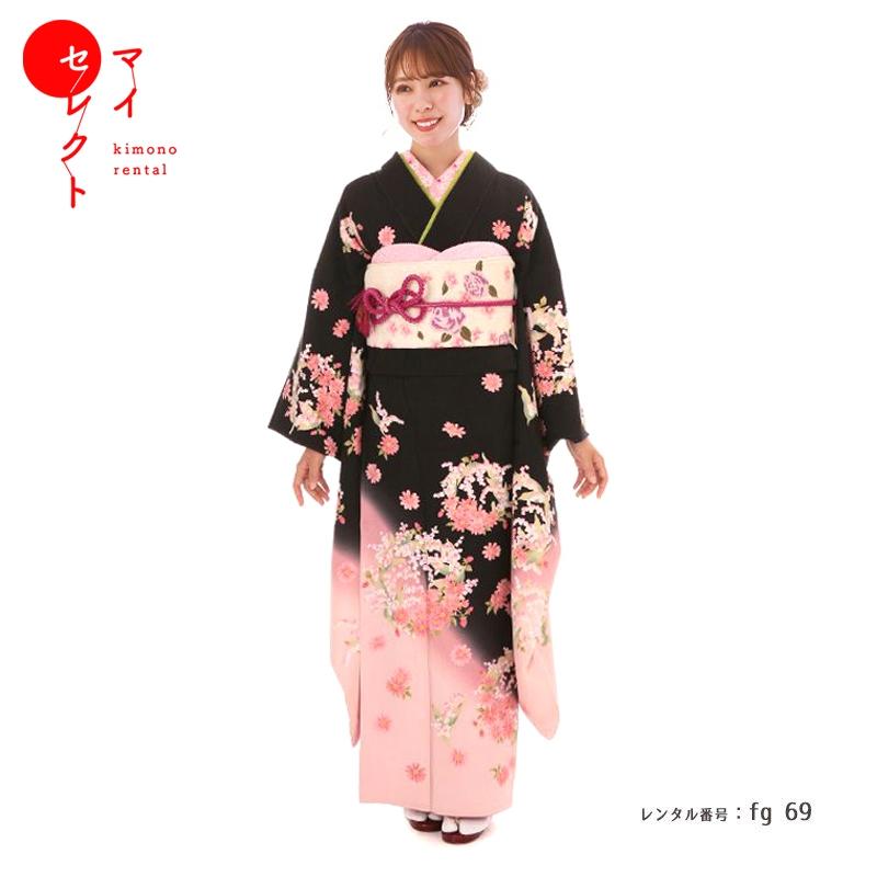 振袖フルセット シンプル 振袖一式 着付けセット おまけ 人気 正絹 振袖レンタル 正絹 シンプル fg-69b フルセット一式 着物 人気 ネット