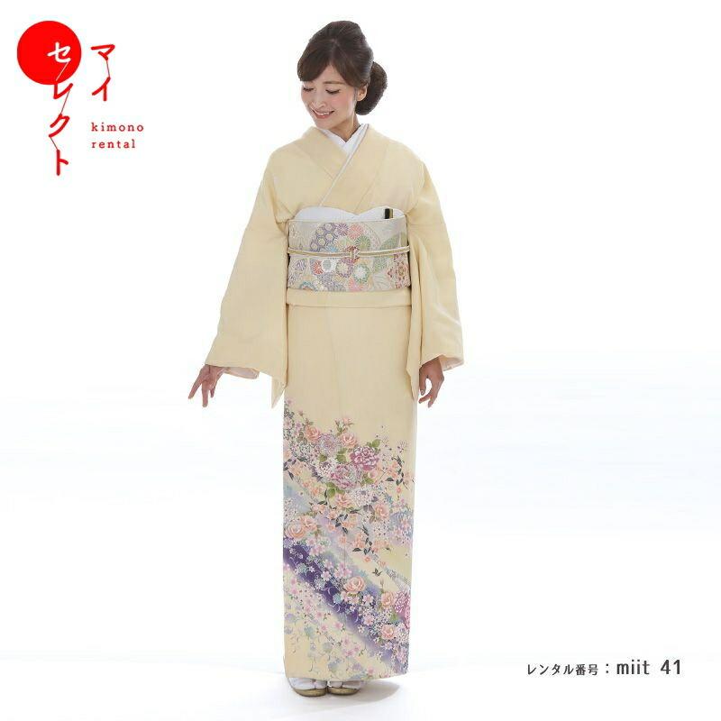 付け下げ フルセット 着物 汕頭刺繍 正絹 訪問着 扇 しつけ糸付き G14