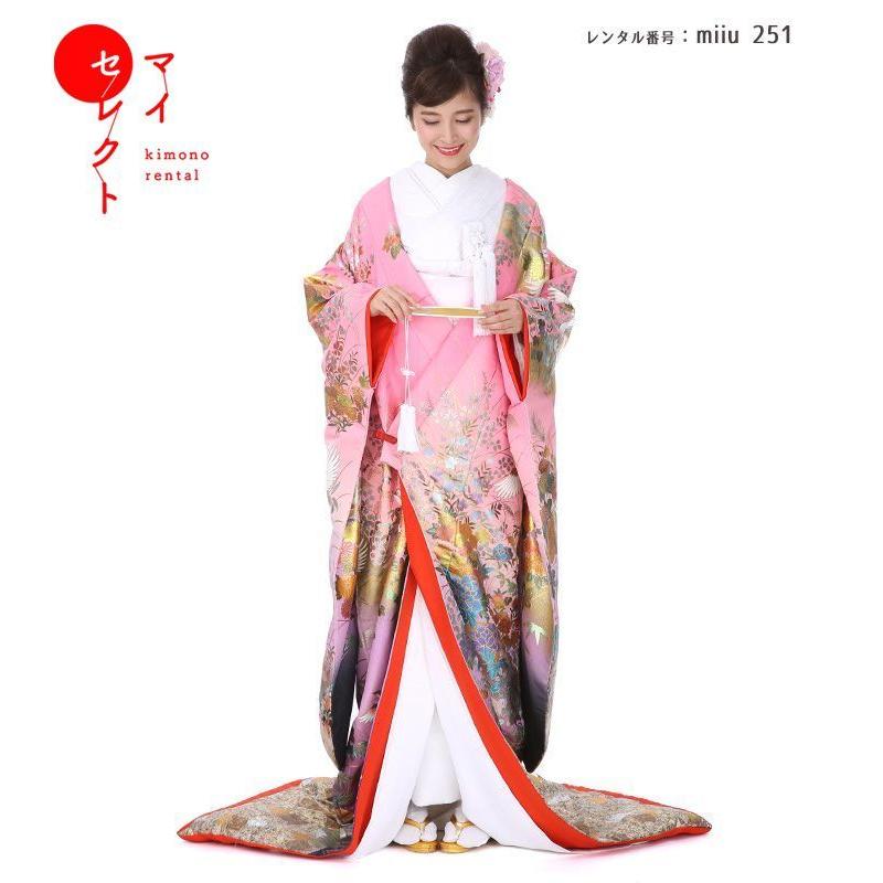 正絹 高級「色打掛フルセットレンタル」150-165cm/掛け替えセット割引/miiu_251/花嫁和装 打ち掛け 掛下 ハコセコ 衿 髪飾り 貸衣装