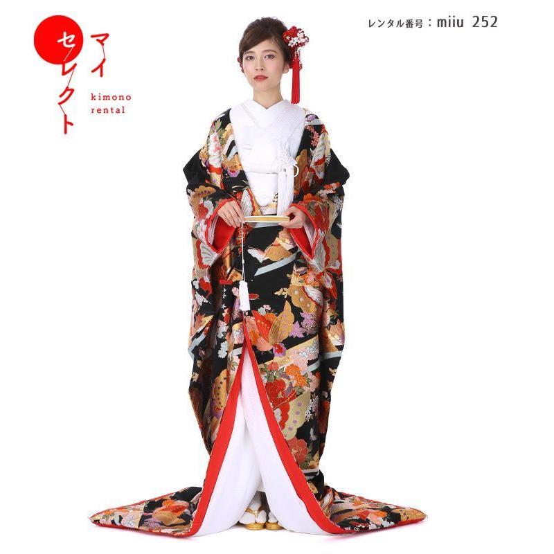 正絹 高級「色打掛フルセットレンタル」150-165cm/掛け替えセット割引/miiu_252/花嫁和装 打ち掛け 掛下 ハコセコ 衿 髪飾り 貸衣装