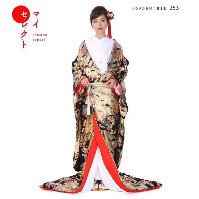 正絹 高級「色打掛フルセットレンタル」150-165cm/掛け替えセット割引/miiu_253/花嫁和装 打ち掛け 掛下 ハコセコ 衿 髪飾り 貸衣装