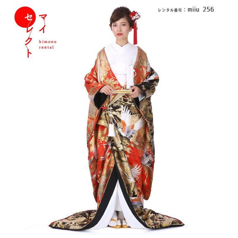 正絹 高級「色打掛フルセットレンタル」150-165cm/掛け替えセット割引/miiu_256/花嫁和装 打ち掛け 掛下 ハコセコ 衿 髪飾り 貸衣装