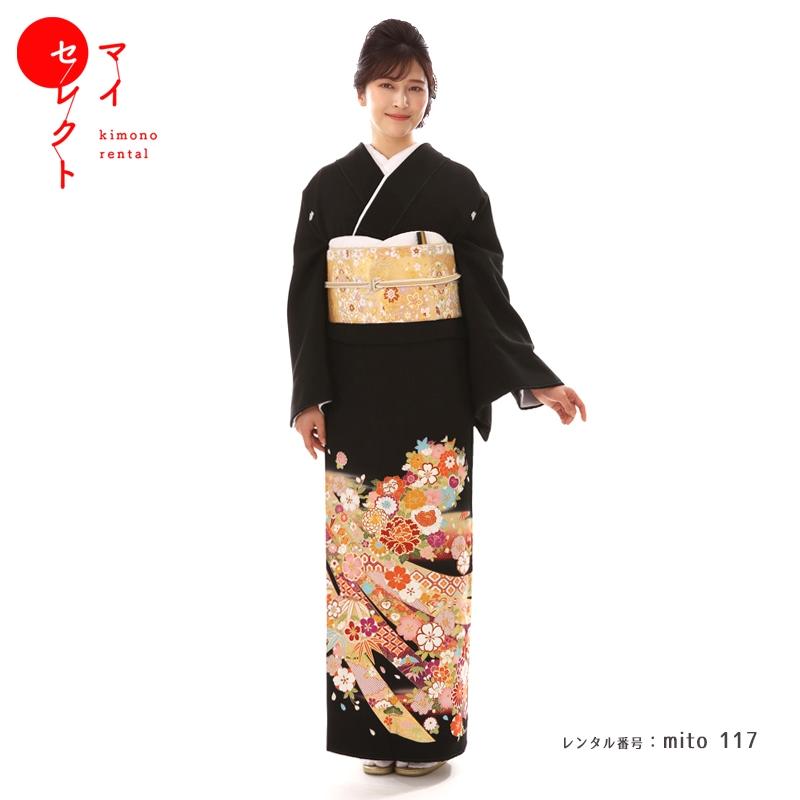留袖レンタル Mito 117 N 133 かずら帯に花の丸 フリー 大きいサイズ黒留袖 Mito 117 着物レンタルマイセレクトヤフー店 通販 Yahoo ショッピング
