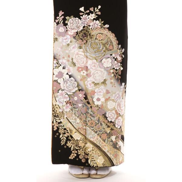 早い者勝ち訳あり！ 黒留袖レンタル 桂由美 花の訪れ mito-23-5 40代 50代 60代 高級 正絹 人気 結婚式 【T2349935374】(12400円)