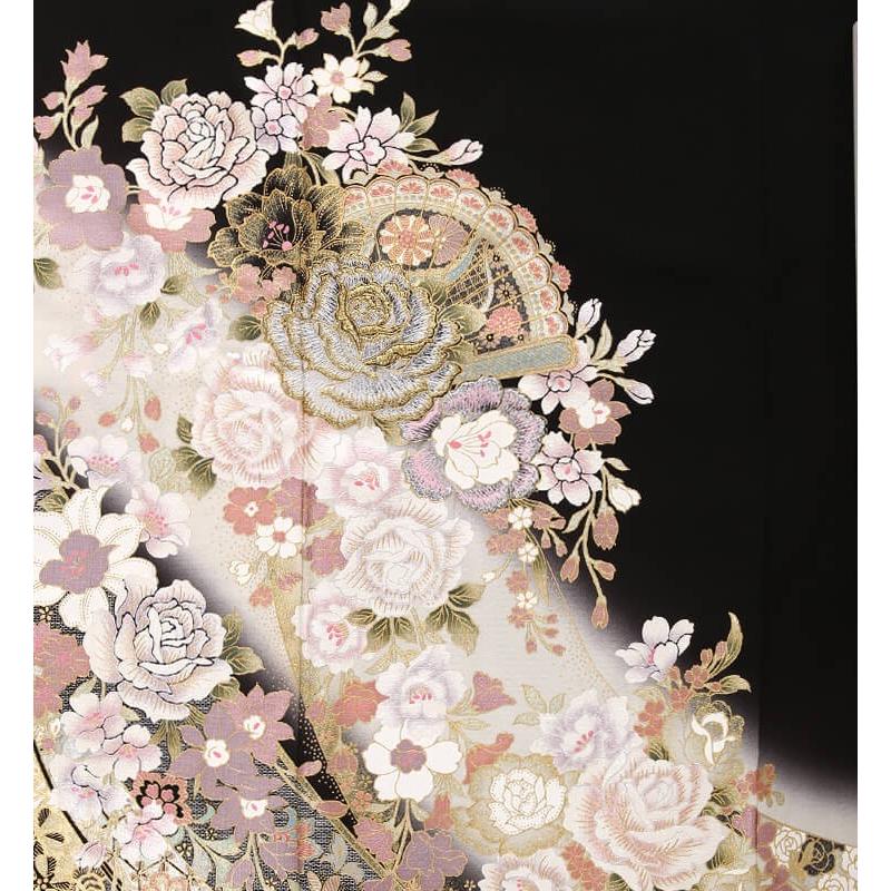 早い者勝ち訳あり！ 黒留袖レンタル 桂由美 花の訪れ mito-23-5 40代 50代 60代 高級 正絹 人気 結婚式 【T2349935374】(12400円)