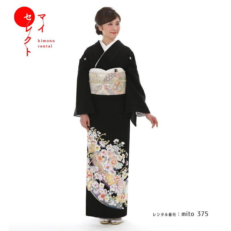黒留袖レンタル Mito 375 Mr 2921 慶花爛漫 S 正絹 フルセット 黒留袖 結婚式 貸衣装 お呼ばれ 黒 和装 レンタル着物 往復送料無料 京都 Mito 375 着物レンタルマイセレクトヤフー店 通販 Yahoo ショッピング