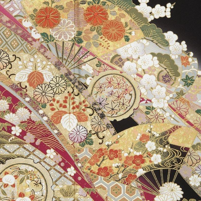 留袖レンタル ことほぎ 荒枝扇面祝熨斗 黒 mito-448 40代 50代 60代 高級 正絹 人気 結婚式 |  | 06