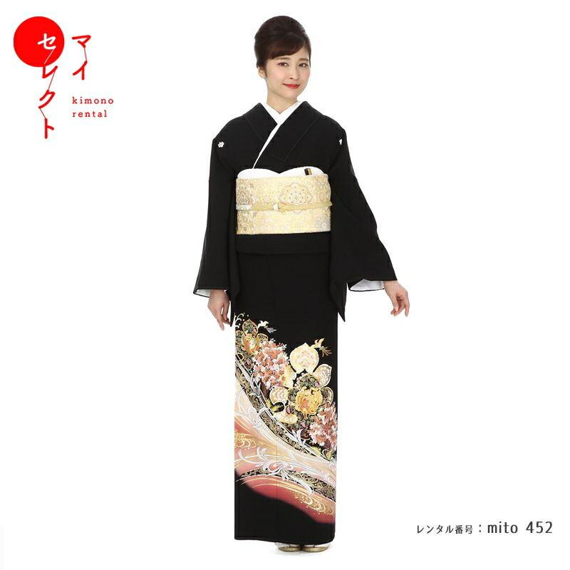 留袖レンタル 大きいサイズ 黒 mito-452 40代 50代 60代 高級 正絹 人気 結婚式