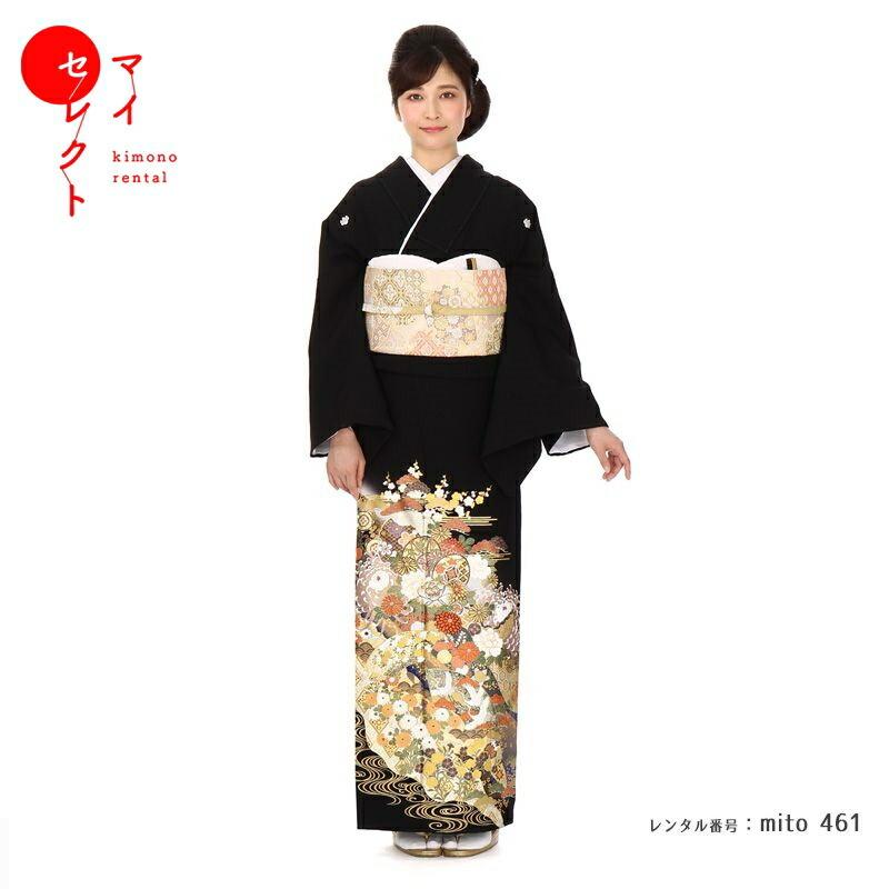 留袖レンタル ことほぎ 錦絵 正絹 フルセット 黒留袖 結婚式 レンタル着物 40代 50代 60代 Mito 461 着物レンタルマイセレクトヤフー店 通販 Yahoo ショッピング