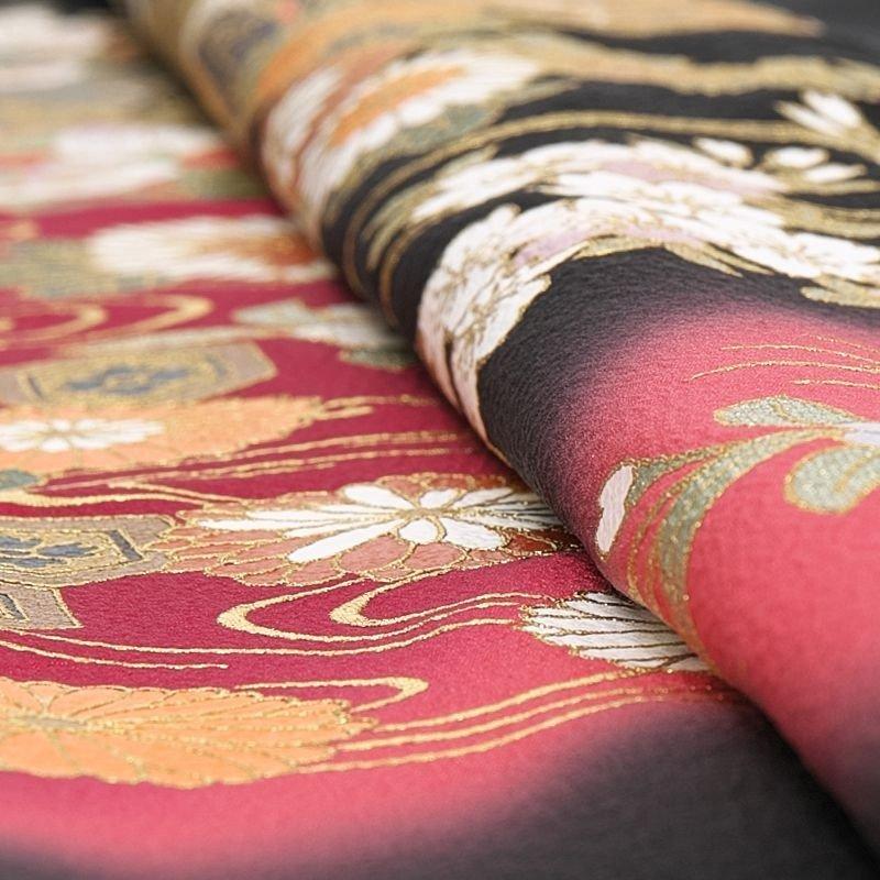 留袖レンタル ことほぎ 祝い花車 黒 mito-469 30代 40代 50代 高級 正絹 人気 結婚式 |  | 06