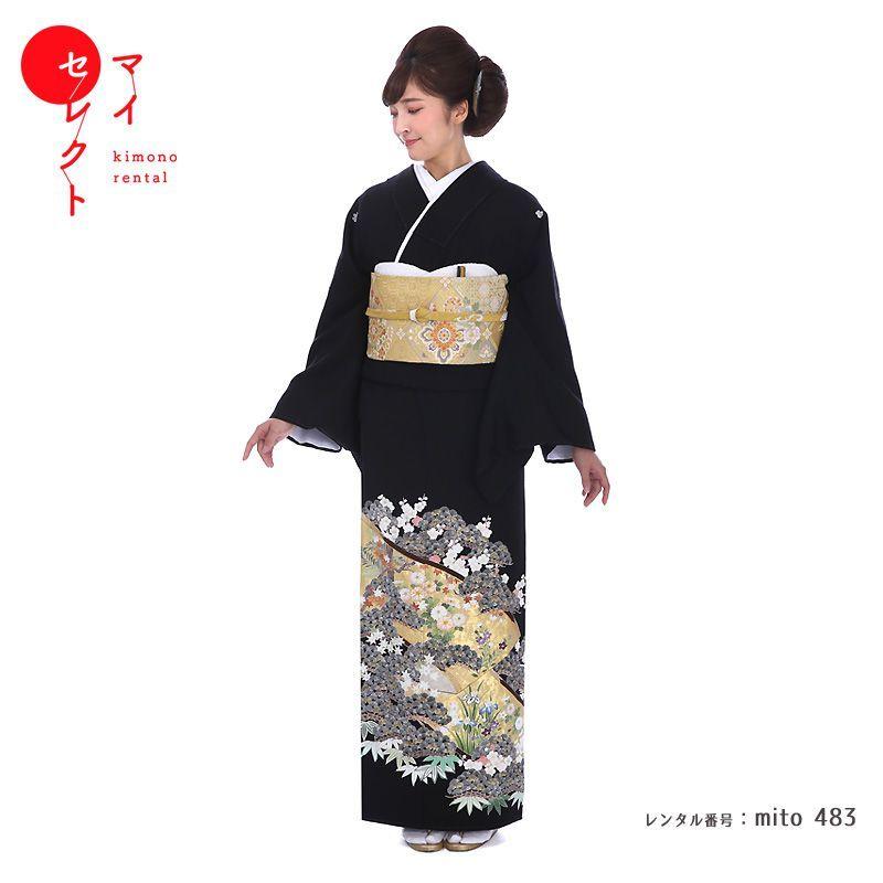 KA07】女形 着流し 黒 ラン 正絹 着物 大衆演劇（大衆演劇 正絹女物お  