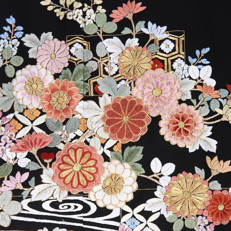 留袖レンタル 刺繍 黒 mito-493 30代 40代 50代 60代 高級 正絹 留袖レンタル 刺繍 黒 mito-493 30代 40代 50代 60代 高級 正絹