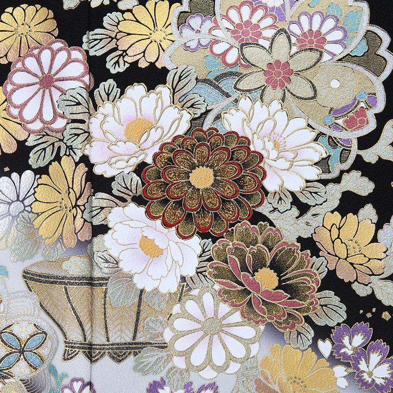 平和屋着物●ブライダルファッションデザイナー・桂由美　黒留袖　刺繍　立波草花文　十二単風　暈し染め　金糸　逸品　未使用　CABE7011ut 平和屋着物○ブライダルファッションデザイナー・桂由美 黒留袖 刺繍