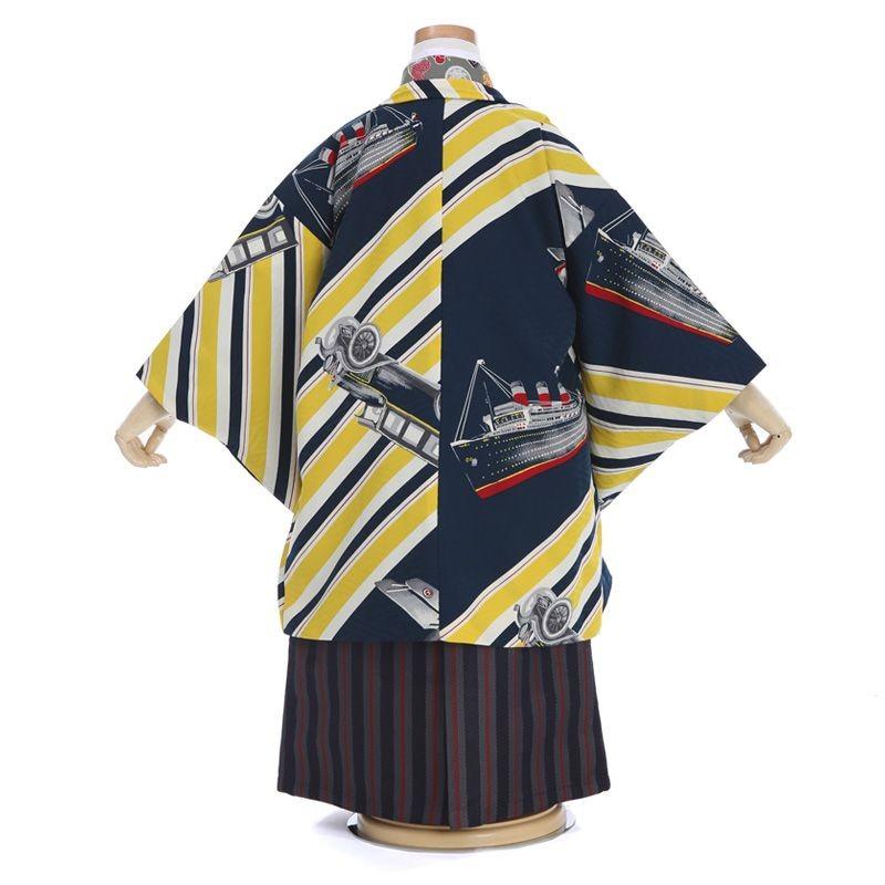 七五三コーデ画像有り「3歳男児着物（袴）フルセットレンタル」モダン