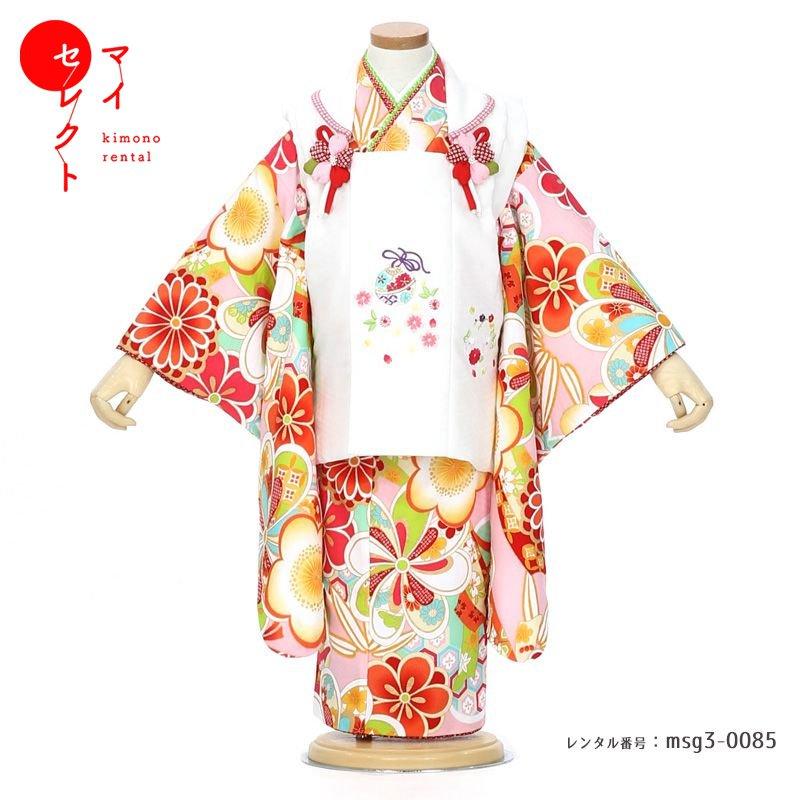 七五三コーデ画像有り「3歳女児着物フルセットレンタル」被布 安い