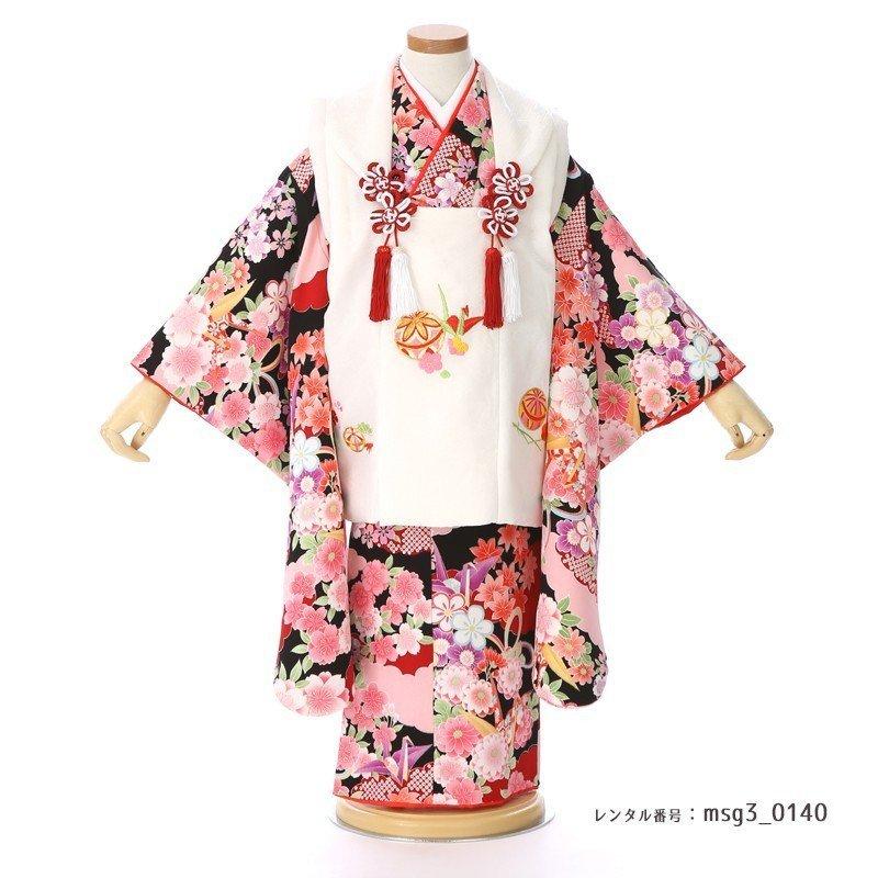 七五三コーデ画像有り「3歳女児着物フルセットレンタル」正絹 被布