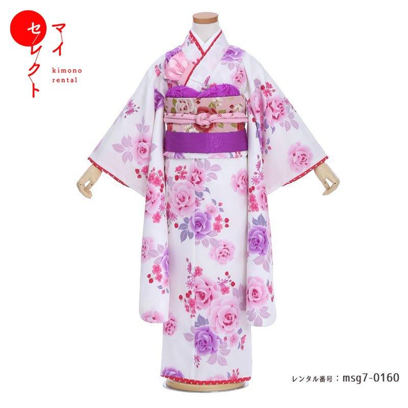 七五三コーデ画像有り「7歳女児着物フルセットレンタル」msg7-0160 110 115 120 125 人気 おしゃれ