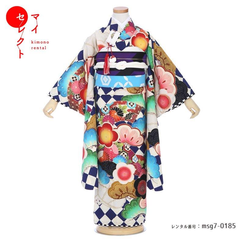 七五三コーデ画像有り「7歳女児着物フルセットレンタル」ジャパンスタイル msg7-0185 110 115 120 125