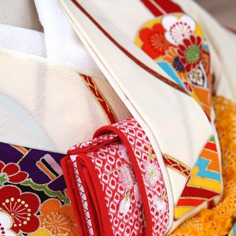 七五三コーデ画像有り「7歳女児着物フルセットレンタル」紅一点 正絹 msg7-0217 110 115 120 125 草履