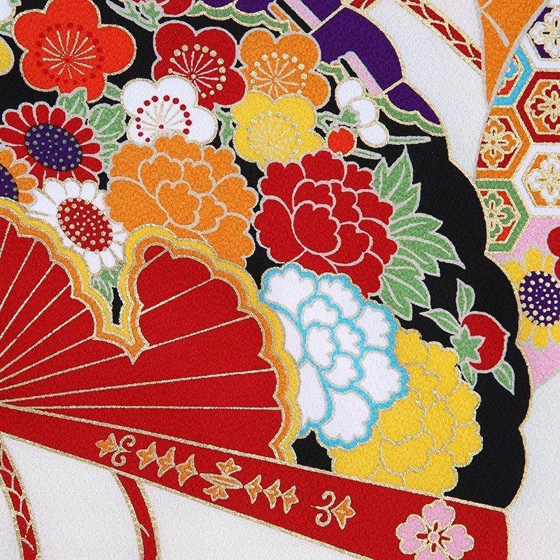 七五三コーデ画像有り「7歳女児着物フルセットレンタル」紅一点 正絹 msg7-0217 110 115 120 125 草履