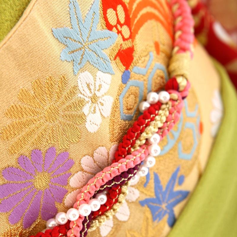 １回使用 7才 七五三 正絹&金刺繍の着物 帯 長襦袢 帯揚 帯板 帯枕 腰紐 1回使用 7才 七五三 正絹&金刺繍の着物 帯 長襦袢 帯揚