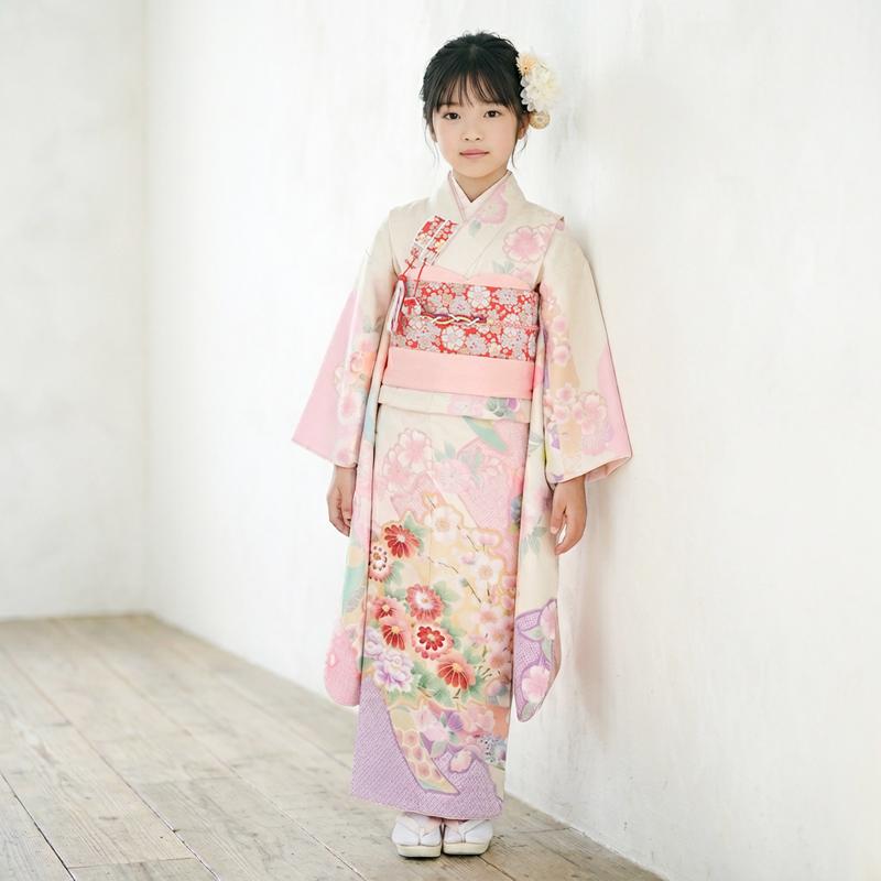 2024年新入荷 七五三コーデ画像有り 7歳女児着物フルセットレンタル