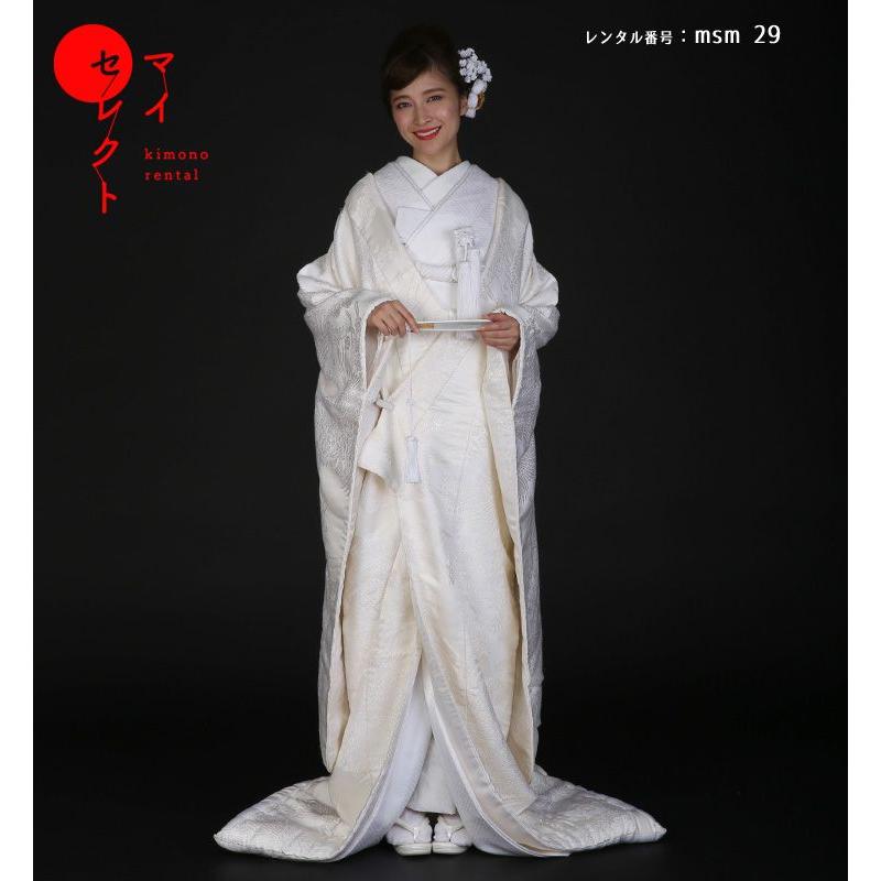 正絹 高級「白無垢フルセットレンタル」150-165cm/掛替セット割引