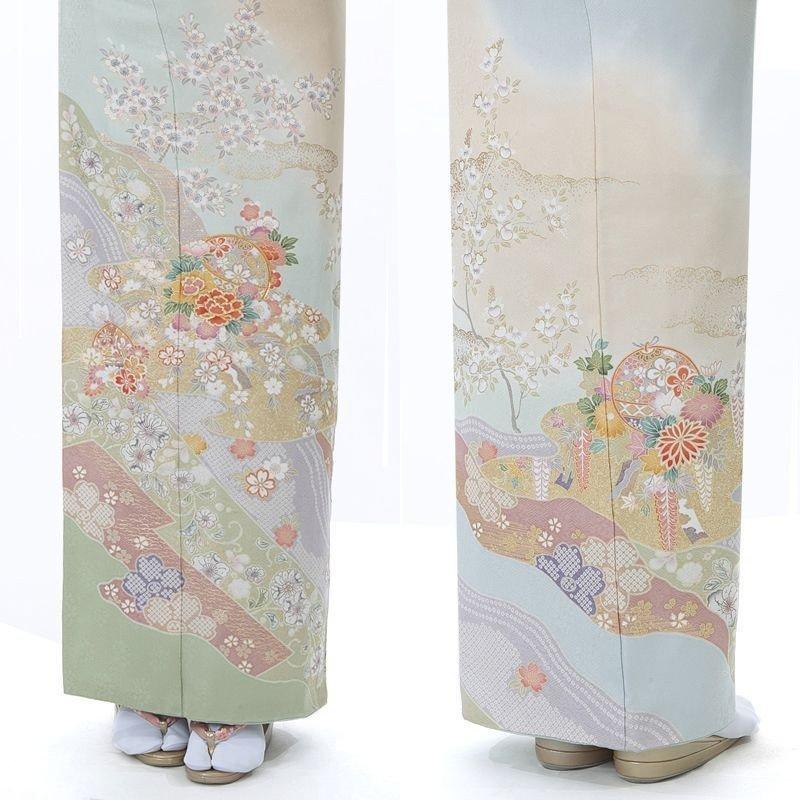訪問着レンタル 小さいサイズ 小柄 正絹 mtu-110 着物フルセット 結婚 