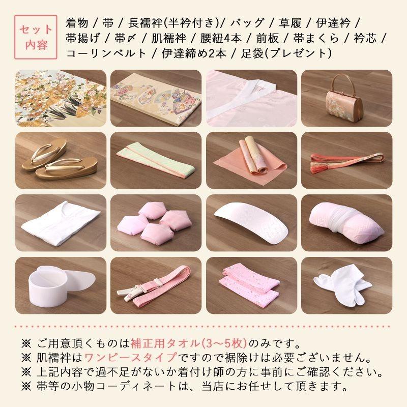 訪問着レンタル 安い 格安 正絹 mtu-24 着物フルセット 結婚式 披露宴 