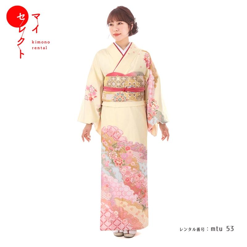 訪問着レンタル 安い 格安 mtu-53 着物フルセット 結婚式 披露宴 入学 