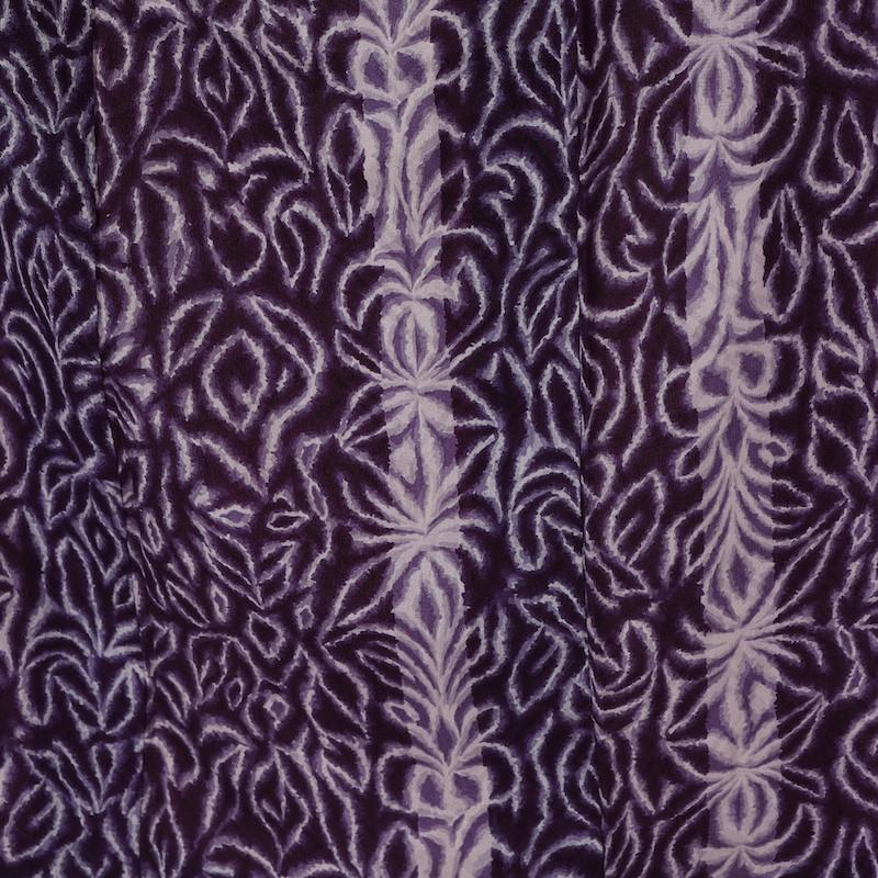 着物 小紋 紫 抽象柄 アンティーク 一本縞 /1401 吉祥柄の小紋 単