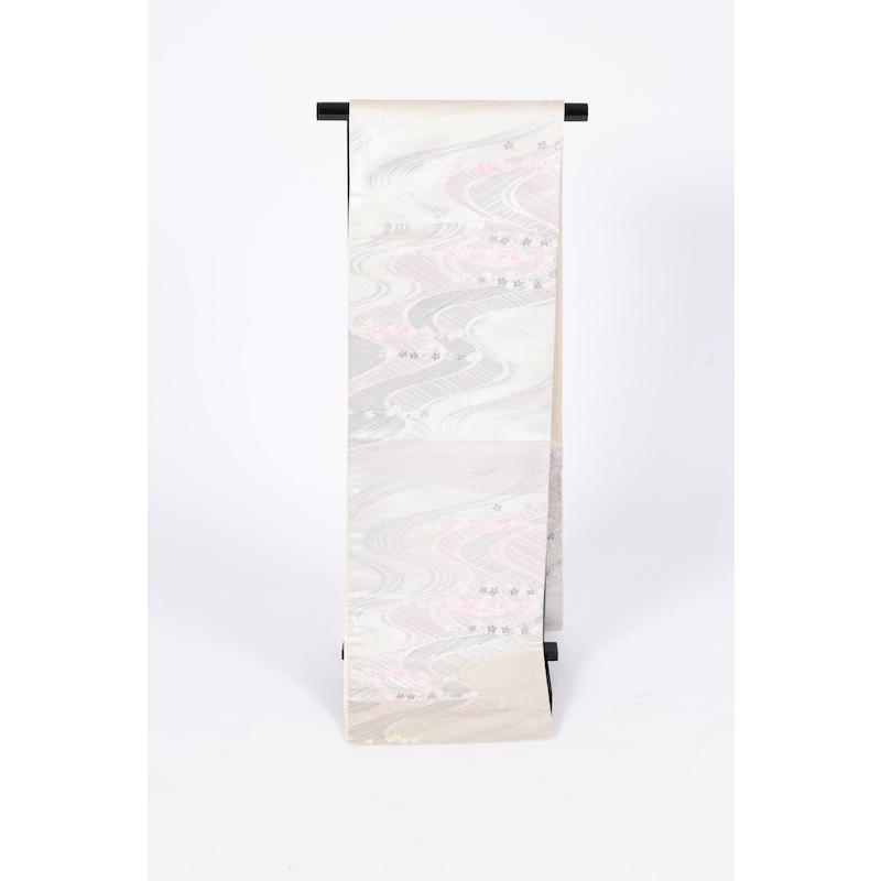 平和屋着物●全通柄　京袋帯　紬地　藍　型染め　更紗花文　正絹　逸品　BAAV9267mz 平和屋着物○全通柄 京袋帯 紬地 藍 型染め 更紗花文 正絹 逸品 BAAV9267mz