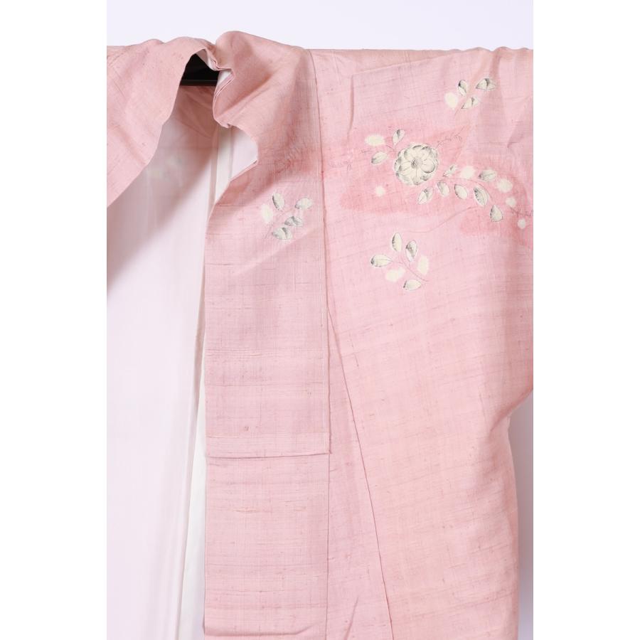 訪問着　新品未使用品　真綿紬　辻ヶ花　桜色濃淡　白　墨　桶絞り　B937の画像