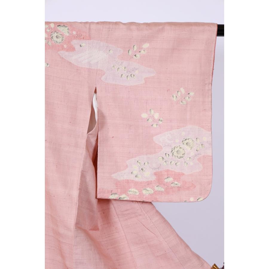 訪問着　新品未使用品　真綿紬　辻ヶ花　桜色濃淡　白　墨　桶絞り　B937の画像