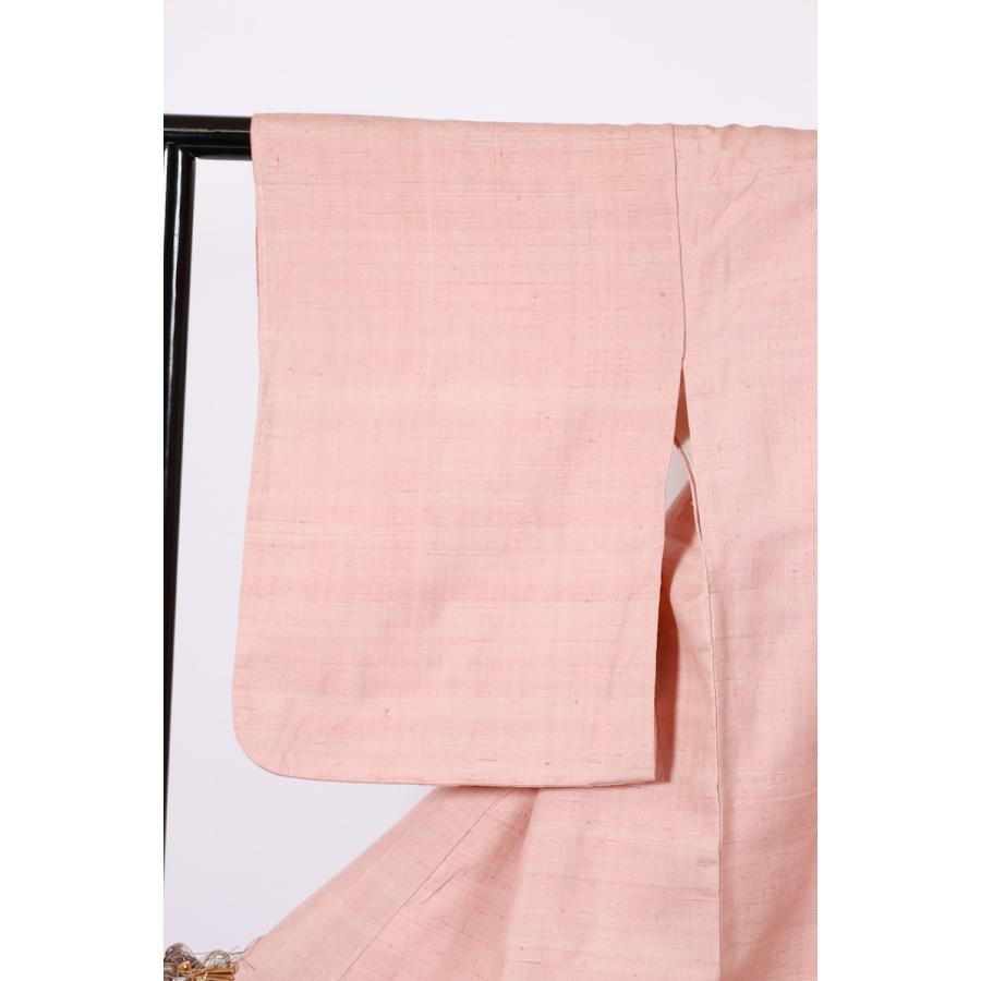 訪問着　新品未使用品　真綿紬　辻ヶ花　桜色濃淡　白　墨　桶絞り　B937の画像