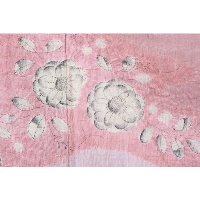 訪問着　新品未使用品　真綿紬　辻ヶ花　桜色濃淡　白　墨　桶絞り　B937の画像