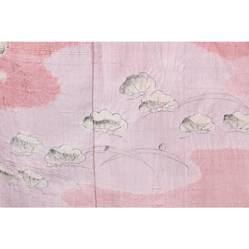 訪問着　新品未使用品　真綿紬　辻ヶ花　桜色濃淡　白　墨　桶絞り　B937の画像