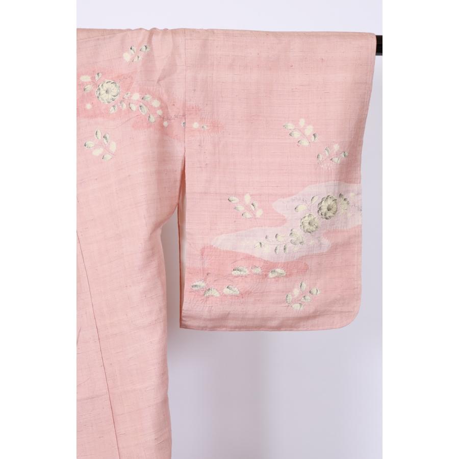 訪問着　新品未使用品　真綿紬　辻ヶ花　桜色濃淡　白　墨　桶絞り　B937の画像