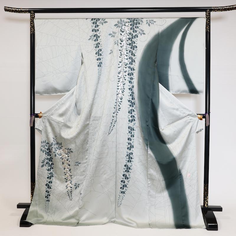 新品・未仕立て　着物　訪問着　五代目田畑喜八　焔　銀鼠　松園を染める　／SSS 新品・未仕立て 着物 訪問着 五代目田畑喜八 焔 銀鼠 松園を染める